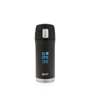Zwarte thermische to go mok met logo