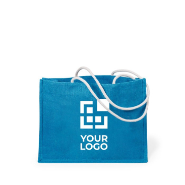 Jute tassen met logo in aantrekkelijke kleuren, 10 kg