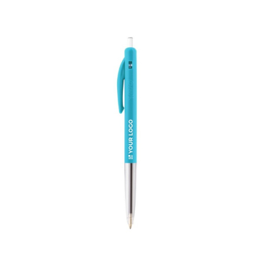BIC balpen met logo en intrekbare zijknop lichtblauw
