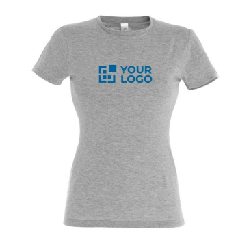 Dames T-shirts met logo, 150 g/m2 in de kleur gemarmerd grijs