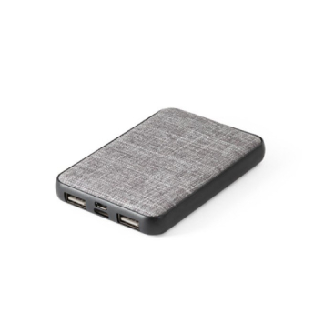 Draadloze RPET powerbank met logo kleur grijs