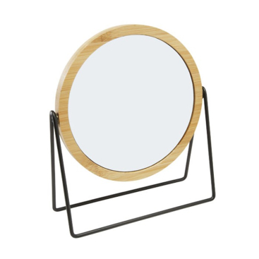 Draaibare staande spiegeltjes met logo kleur naturel