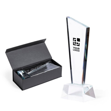 Glazen trofee met origineel design en voet voor evenementen