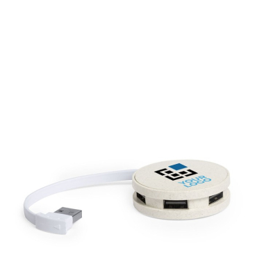 Compacte ronde USB-hub Eco-type Wheat Straw