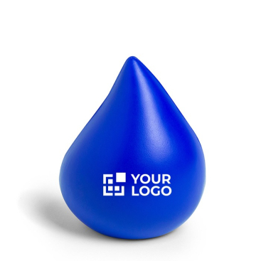 Stressbal in de vorm van een waterdruppel met logo