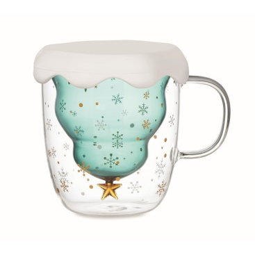 Glazen relatiegeschenk mok voor kerst