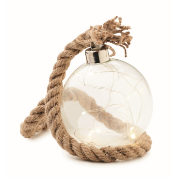 Glazen kerstbal met ledlampjes