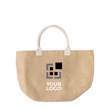 Jute shopper bedrukken met katoenen handvatten kleur beige weergave met jouw bedrukking