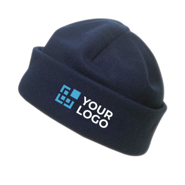 Gepersonaliseerde fleecemuts kleur zwart eerste weergave met logo