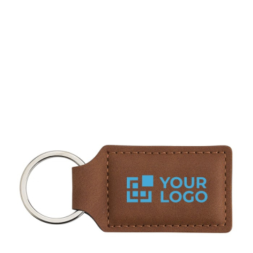 Bruine PU sleutelhanger in formele stijl met metalen ring