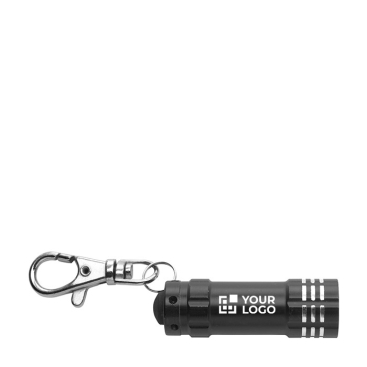 Aluminium sleutelhanger met zaklamp met 3 witte LEDs en karabijnhaak