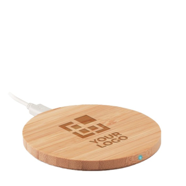 Promotionele Bamboo draadloze laders bedrukken Natura 15W