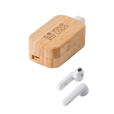 Draadloze in-ear oordopjes in bamboe etui
