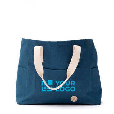 Gerecyclede strandtas met logo en dubbele hengsels