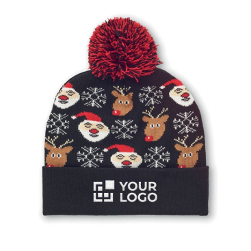 Gebreide kerstmuts met logo van zacht stretch acryl met manchet