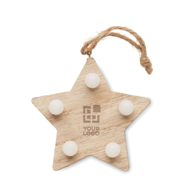 Kerst hangende houten ster met LED-verlichting
