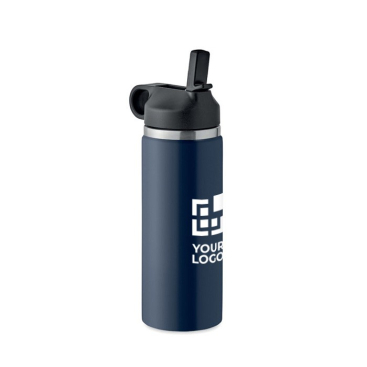 Anti-lek gerecyclede roestvrijstalen fles met rietje 500ml