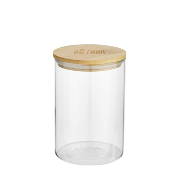 Glazen pot met bamboe deksel voor voedsel 550ml