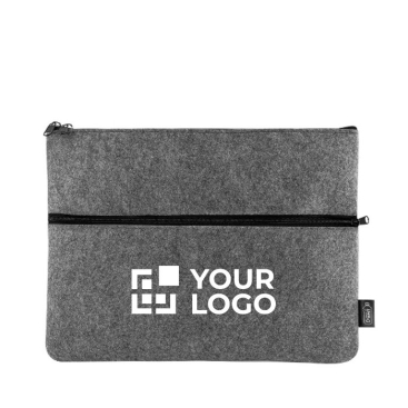 Gerecycled polyester vilten documententas met dubbele ritssluiting