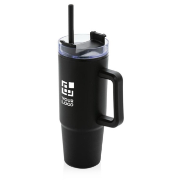 Thermosbeker van gerecycled plastic met deksel met 3 standen, 900 ml