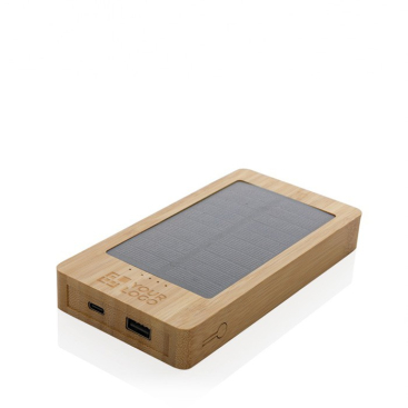 Powerbank van 100% bamboe met oplaadbaar zonnepaneel van 10.000 mAh