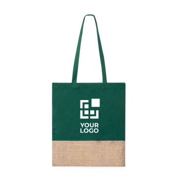 Kleurrijk tasje van 100% katoen met jute basis 120g/m2