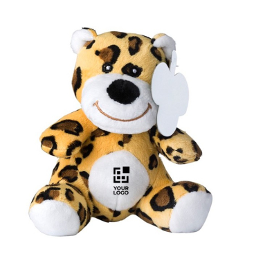 Kleine knuffel luipaard met label en geborduurde ogen
