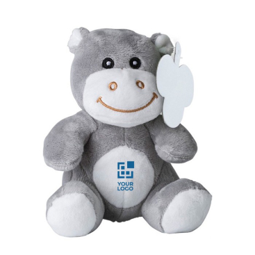 Kleine pluche nijlpaard knuffel met geborduurde ogen en label