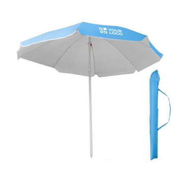 Strandparasol van gekleurd nylon met witte rand Ø180