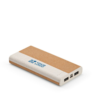 Powerbank van kurk en tarwestro met type C-poort 10.000 mAh