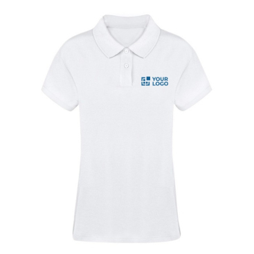 Witte dames polo van 100% katoen met 2 bijpassende knopen 220 g/m2