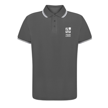 Ademende polyester polo met details aan kraag en mouwen 180 g/m2