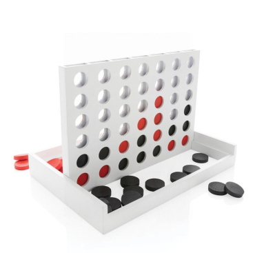 Houten vier-op-een-rij spel met logo