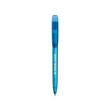 Plastic BIC® pen met brede clip en blauwe inkt