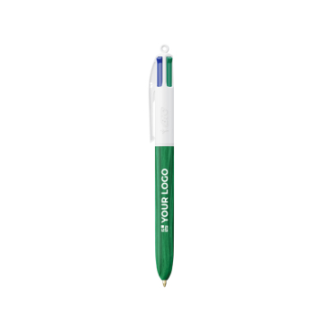 Plastic balpen met houteffect, gemaakt in de EU, met 4 inkten BIC®