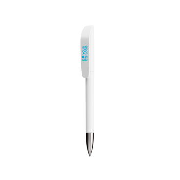 Plastic BIC®-balpen met verchroomde metalen grip en blauwe inkt