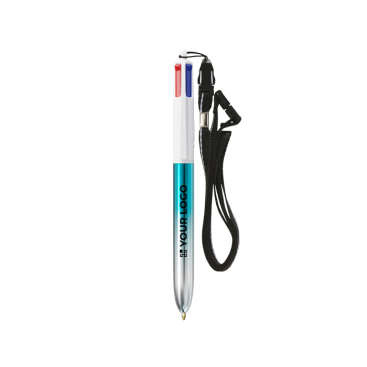 BIC® balpen met metallic tweekleurig design en 4 kleuren inkt