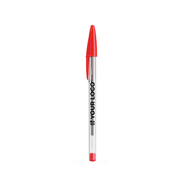 Klassieke transparante kunststof pen met rode inkt BIC® Cristal®