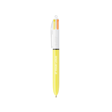 Plastic pen met gele behuizing en 4 kleuren inkt Sun BIC®