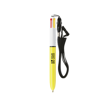 Plastic pen met lanyard om op te hangen en inkt in 4 kleuren Sun BIC®