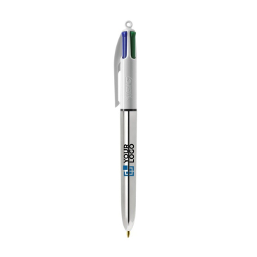 Kunststof balpen met metallic afwerking en 4 kleuren inkt BIC®