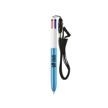 Plastic pen met metallic afwerking en 4 kleuren inkt Shine BIC®