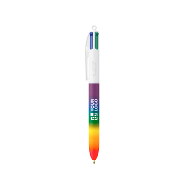 Plastic balpen in regenboogstijl met 4 kleuren inkt BIC®