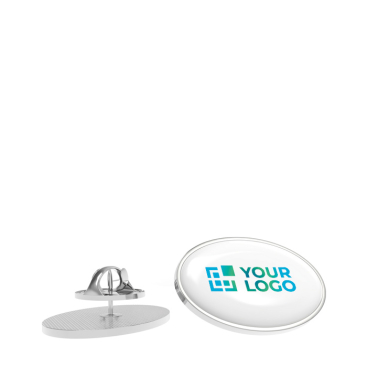 Ovale metalen pin met bolle afwerking en veilige sluiting