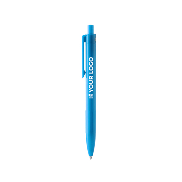 Balpen van gerecycled plastic met drukknop, blauwe inkt
