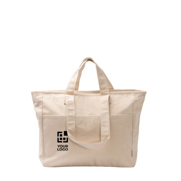 Tas van gerecycled katoen met rits en zakken 420 g/m2