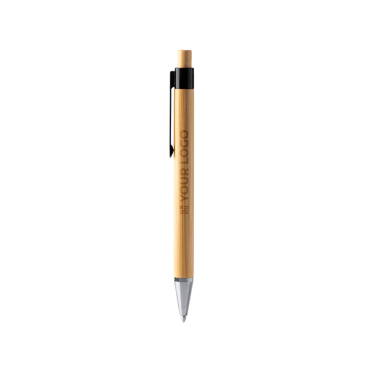 Bamboe pen met translucente details en blauwe inkt