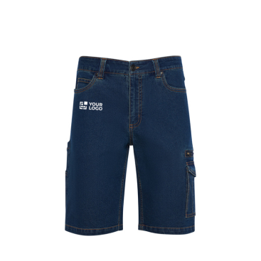 Unisex denim bermuda van katoen met zakken 370 g/m² Roly