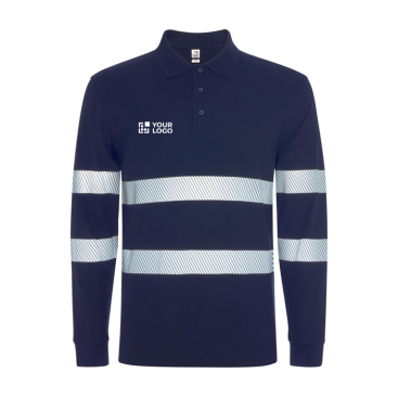 Unisex polo met lange mouwen met hoge zichtbaarheid 220 g/m²