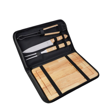 Etui met barbecuegereedschap en snijplank